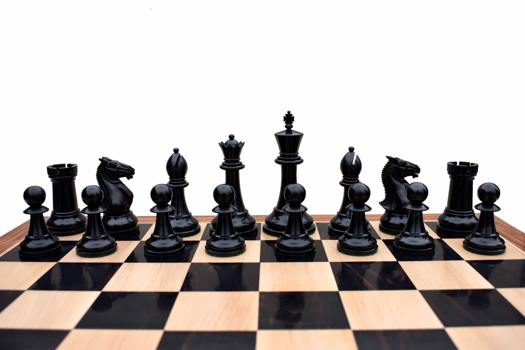 The Alegria Series Chess Set <br> Boxwood & Ebony <br> 4.25" King with 2.25" Square Chess Board-7134 The Alegria Series Chess Set Boxwood & Ebony 4.25" King with 2.25" Square Chess Board-7134