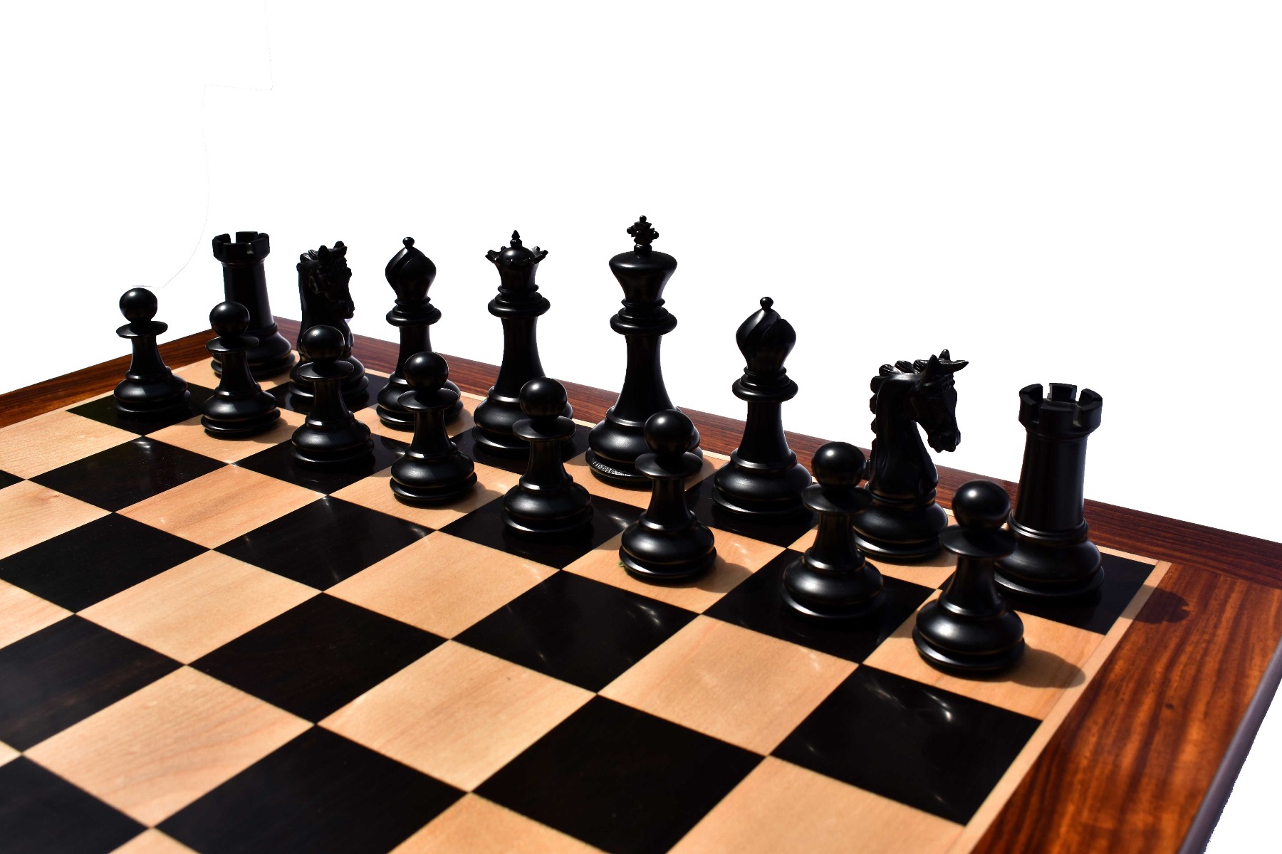 The Cambridge Series chess set Boxwood & Ebony 4.25" King with 2.25" square chess board-7130