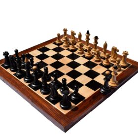 The Shkolnik Series version II soviet reproduction Chess set Boxwood & Ebonized 3.5" King with 1.75" Square Chess board-7178