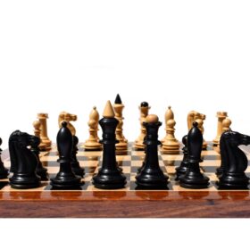 The Shkolnik Series version II soviet reproduction Chess set Boxwood & Ebonized 3.5" King with 1.75" Square Chess board-7189