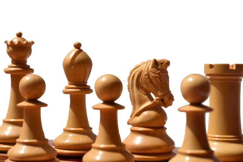 The Sultan Series Chess Pieces <br> Boxwood & Padauk <br> 4.4" King