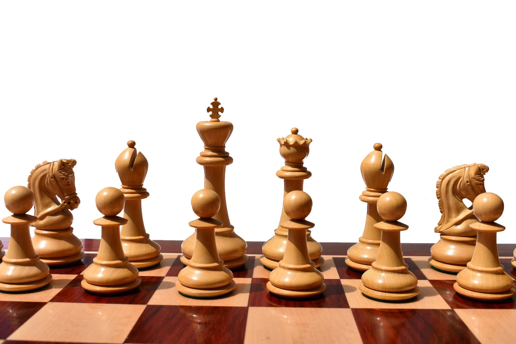 The Sultan Series Chess Set Boxwood & Padauk 4.4" King with 2.25" Chess board-7167