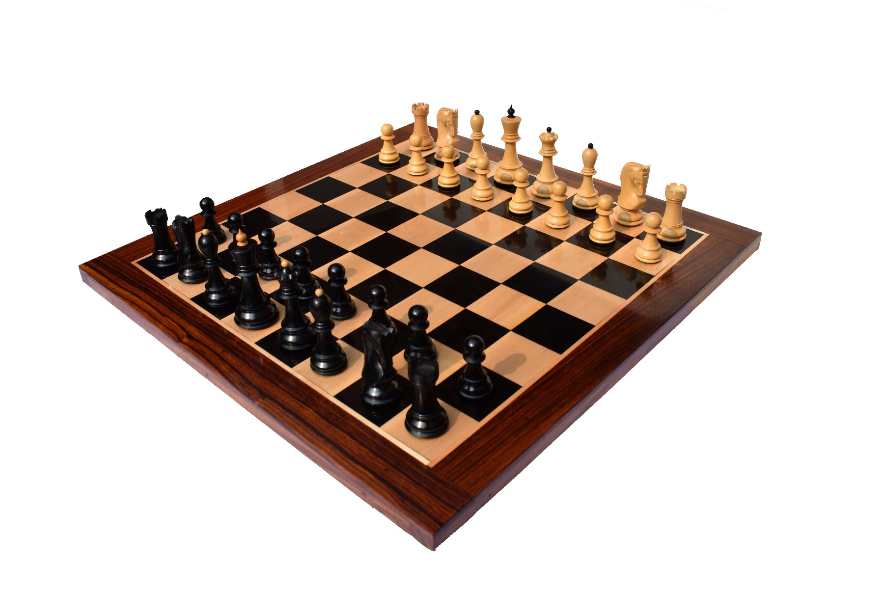 Zagreb 59 Series Chess Set Boxwood & Ebonized 3.9" King with 2" Square Chess Board -7319