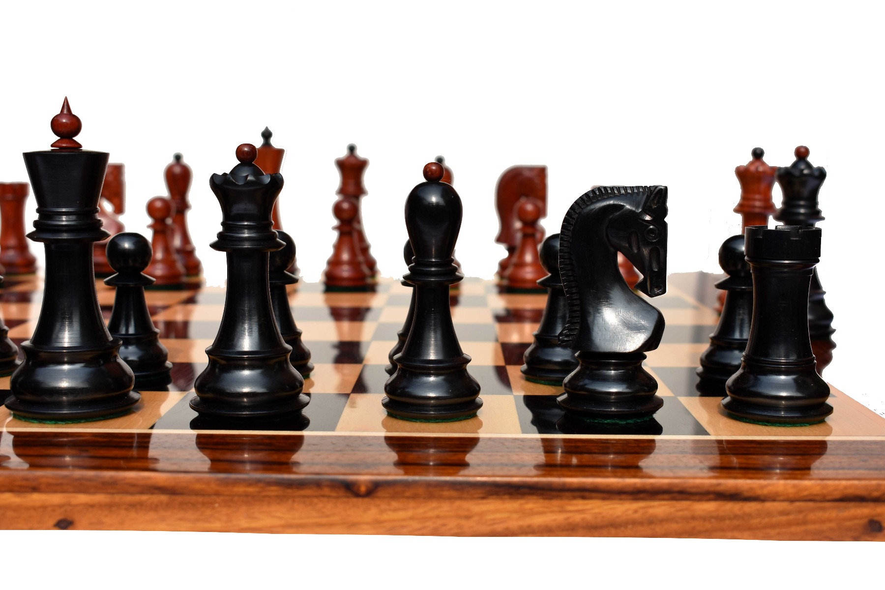 Zagreb 59 Series Chess Pieces <br> Ebony & Padauk <br> 3.9" King -7315 Zagreb 59 Series Chess Pieces Ebony & Padauk 3.9" King -7315