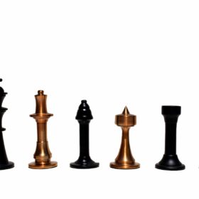 The New York Tower Series Aluminum Chess set Cooper Coated & Black Coated Aluminum chess 4.75" King with 16" chess board-7449