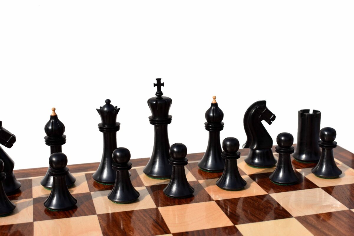 Forever Chessmen Series complete chess set Boxwood & Ebonized 3.5" King with 2" Square chess board-7505