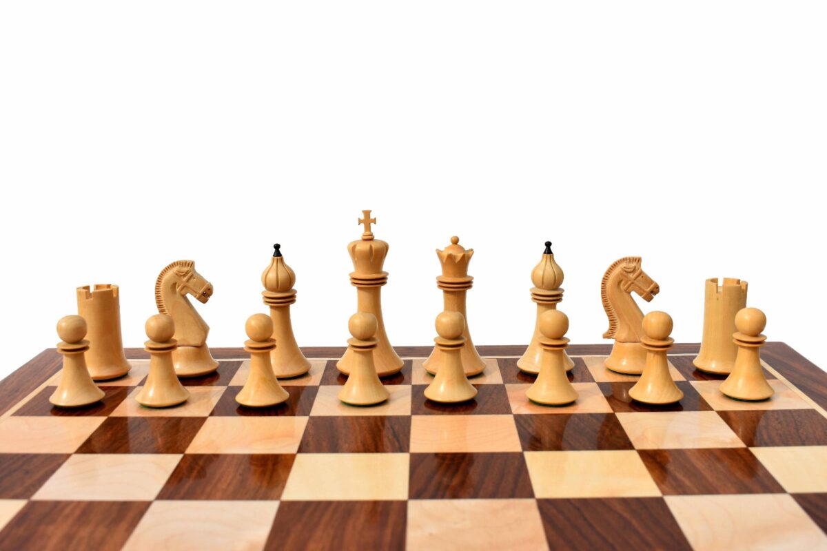Forever Chessmen Series complete chess set Boxwood & Ebonized 3.5" King with 2" Square chess board-7501