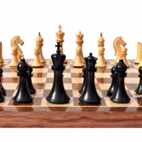Forever Chessmen Series complete chess set Boxwood & Ebonized 3.5" King with 2" Square chess board-7495