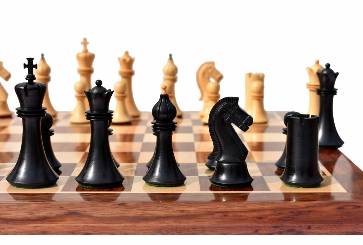 Forever Chessmen Series complete chess set Boxwood & Ebonized 3.5" King with 2" Square chess board-7496