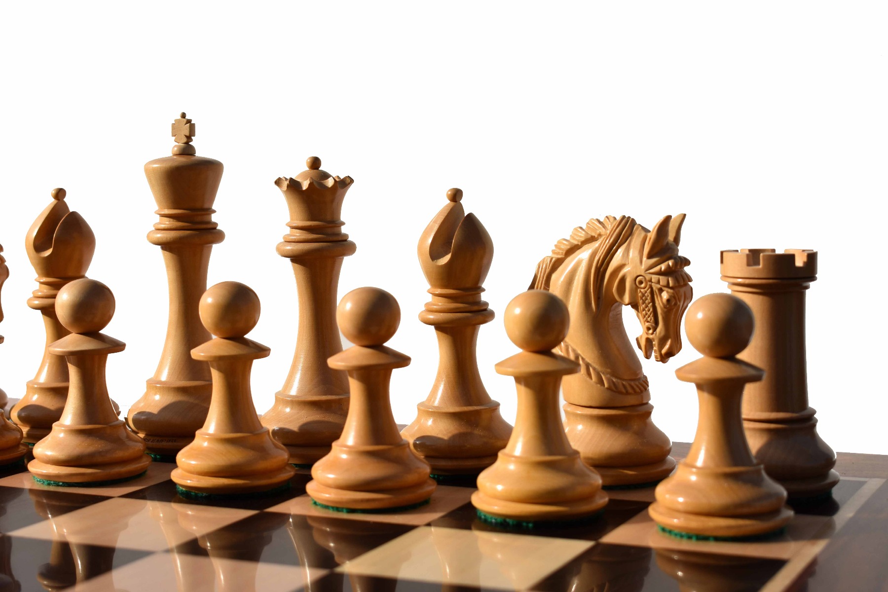 The Kings Arthur Series chess set Boxwood & Ebony 4.4" King with 2.25" square chess board-7602