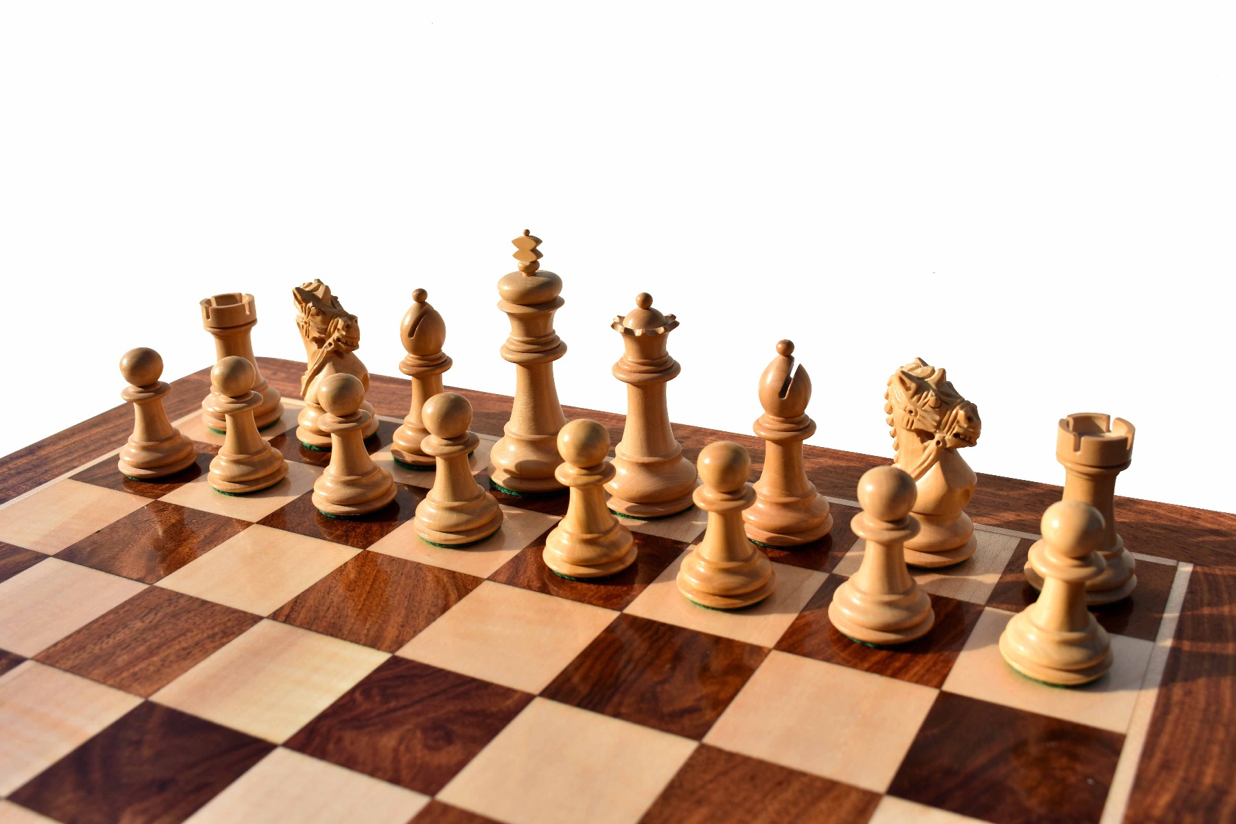 The Kings Bridle Series chess set Boxwood & Sheesham 3" King with 16" chess board-7544