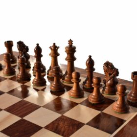 The Kings Bridle Series chess set Boxwood & Sheesham 3" King with 16" chess board-7547