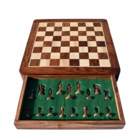 The Kings Bridle Series chess set Boxwood & Sheesham 3" King with 16" chess board-7543
