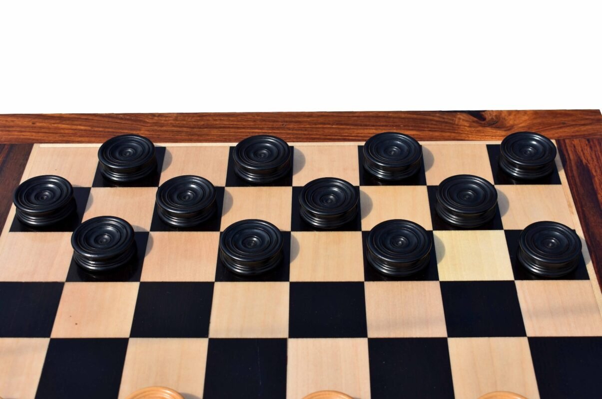 Tournament Series Checkers set Boxwood & Ebony 1.75" with 2" square ...