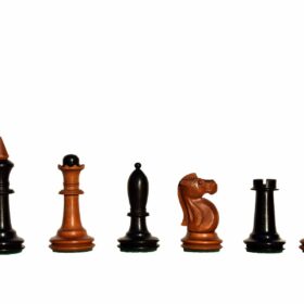 The Shkolnik soviet series reproduction Chess pieces Antiqued Boxwood & Ebonized 3.5" King -7629