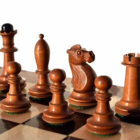 The Shkolnik soviet series reproduction Chess pieces Antiqued Boxwood & Ebonized 3.5" King -0