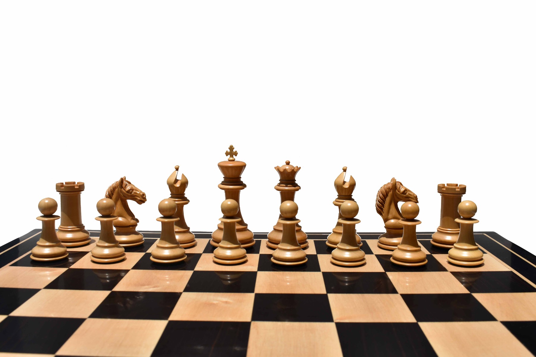 The Conqueror Series chess pieces Boxwood & Ebony 4.4" King Matte Finish -7813