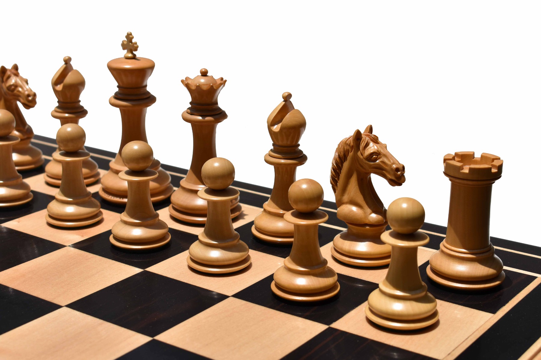 The Conqueror Series chess pieces Boxwood & Ebony 4.4" King Matte Finish -7815