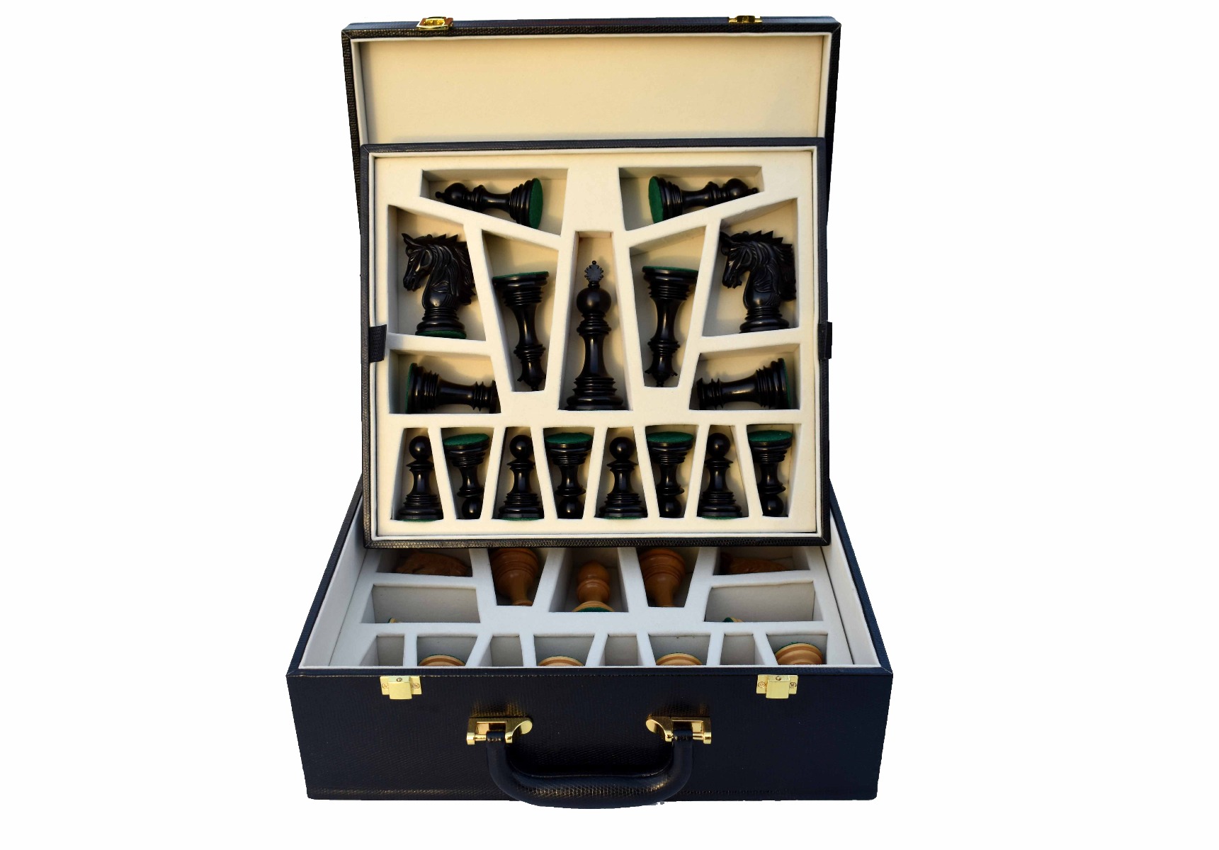 The Executive Series Black Leatherette chess pieces Storage Box for 4.25" to 4.75" King chess set-0 The Executive Series Black Leatherette chess pieces Storage Box for 4.25" to 4.75" King chess set-0