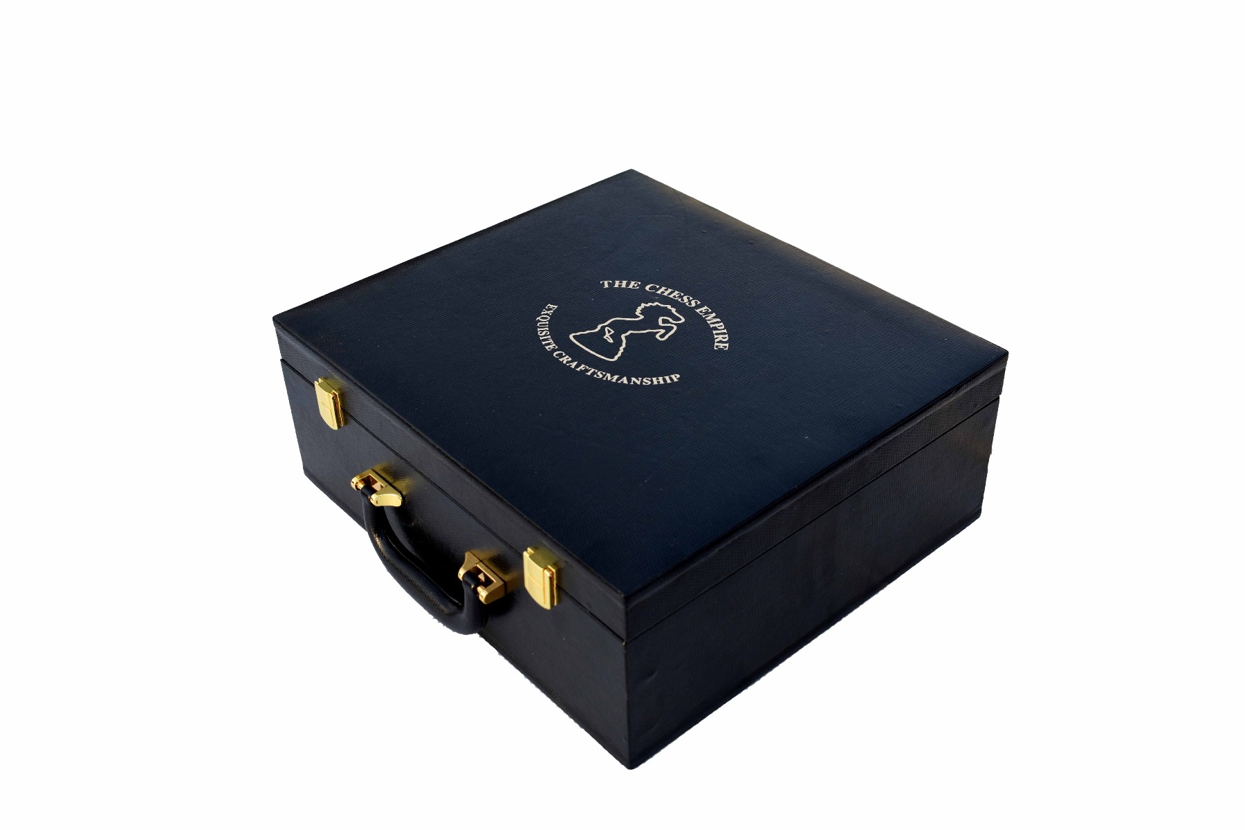 The Executive Series Black Leatherette chess pieces Storage Box for 4.25" to 4.75" King chess set-7705 The Executive Series Black Leatherette chess pieces Storage Box for 4.25" to 4.75" King chess set-7705