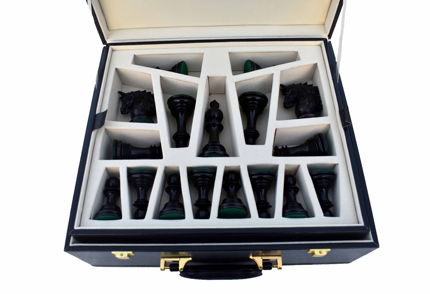 The Executive Series Black Leatherette chess pieces Storage Box for 4.25" to 4.75" King chess set-7703 The Executive Series Black Leatherette chess pieces Storage Box for 4.25" to 4.75" King chess set-7703