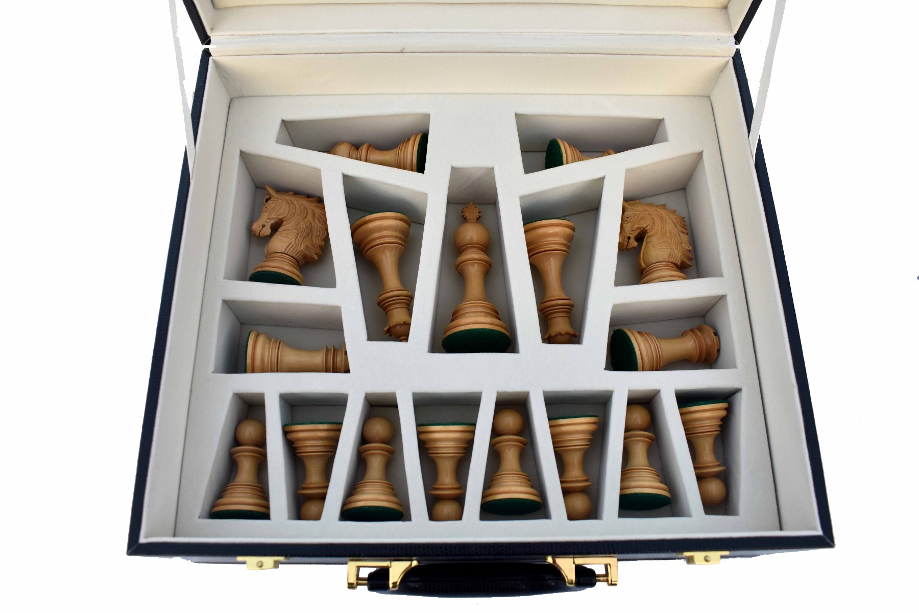The Executive Series Black Leatherette chess pieces Storage Box for 4.25" to 4.75" King chess set-7704 The Executive Series Black Leatherette chess pieces Storage Box for 4.25" to 4.75" King chess set-7704