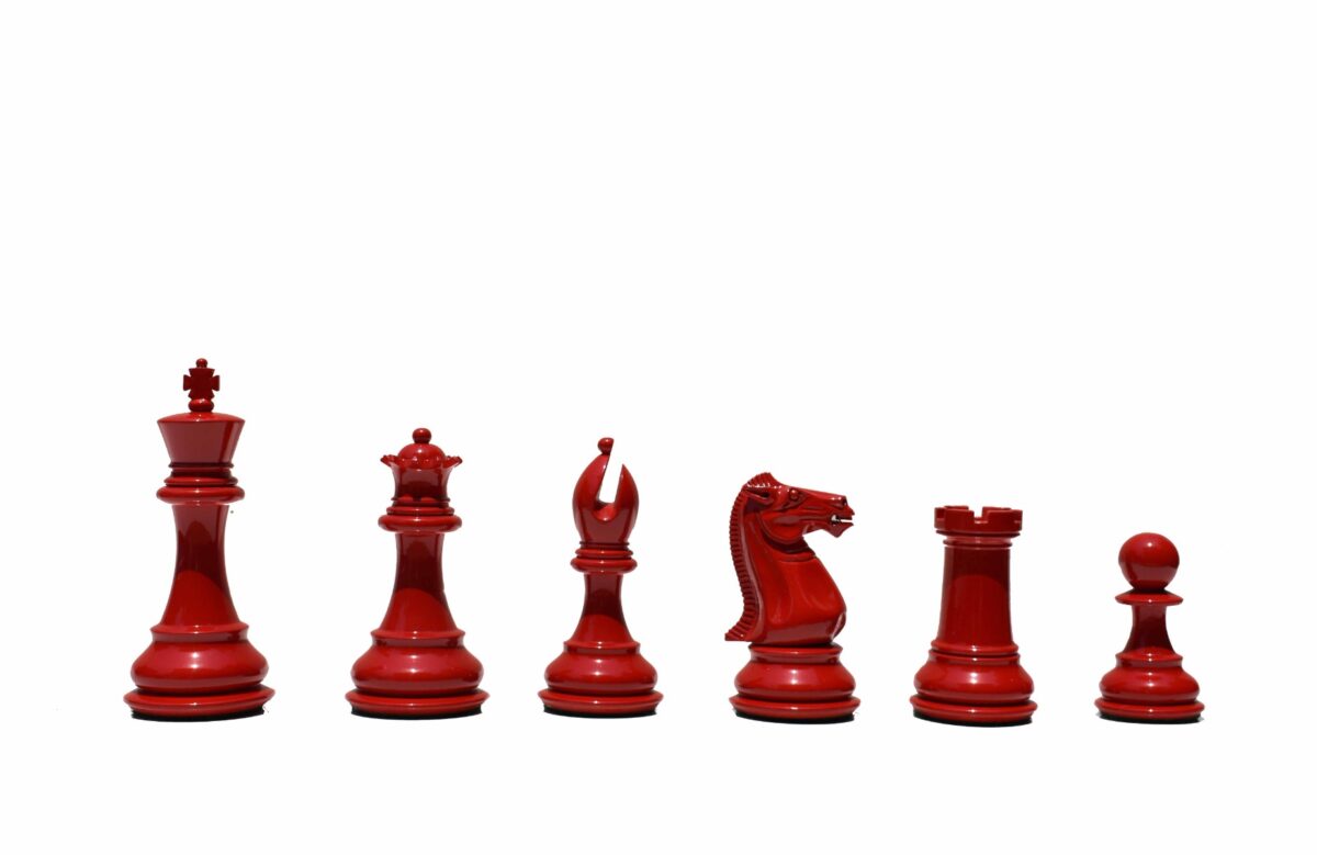 The Pioneer Series Chess Pieces White & Red Lacquered Boxwood 4" King-7745