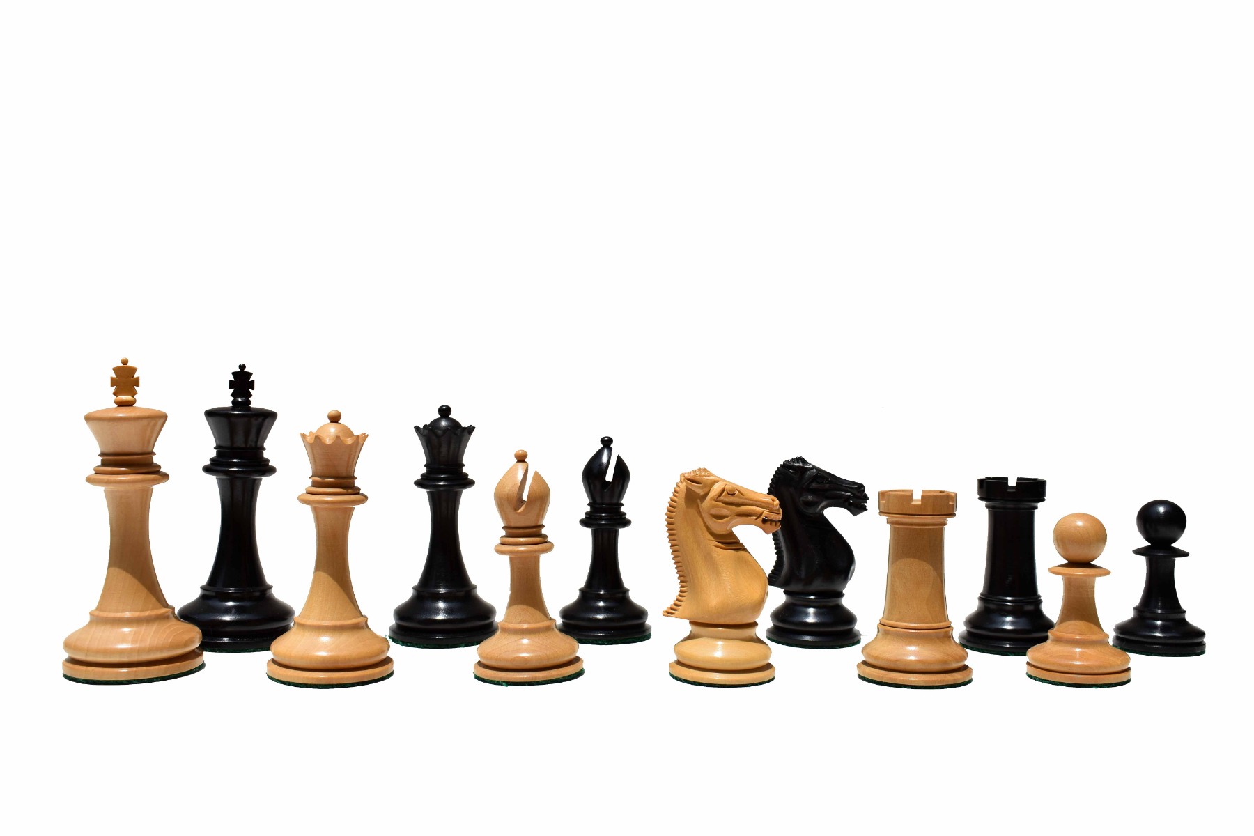 Queens Gambit Series chess set Boxwood & Ebony 4" King with 2" Square chess board-7770