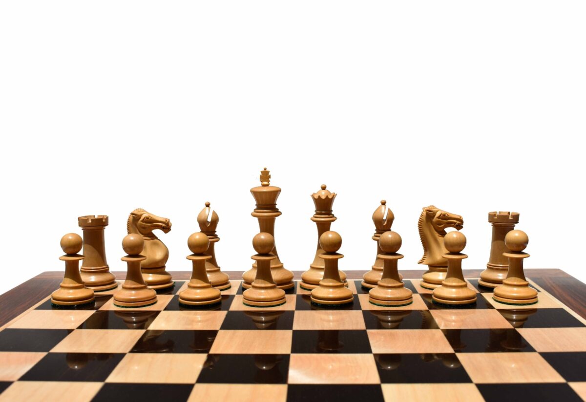 Queens Gambit Series chess pieces Boxwood & Ebony 4" King-7787