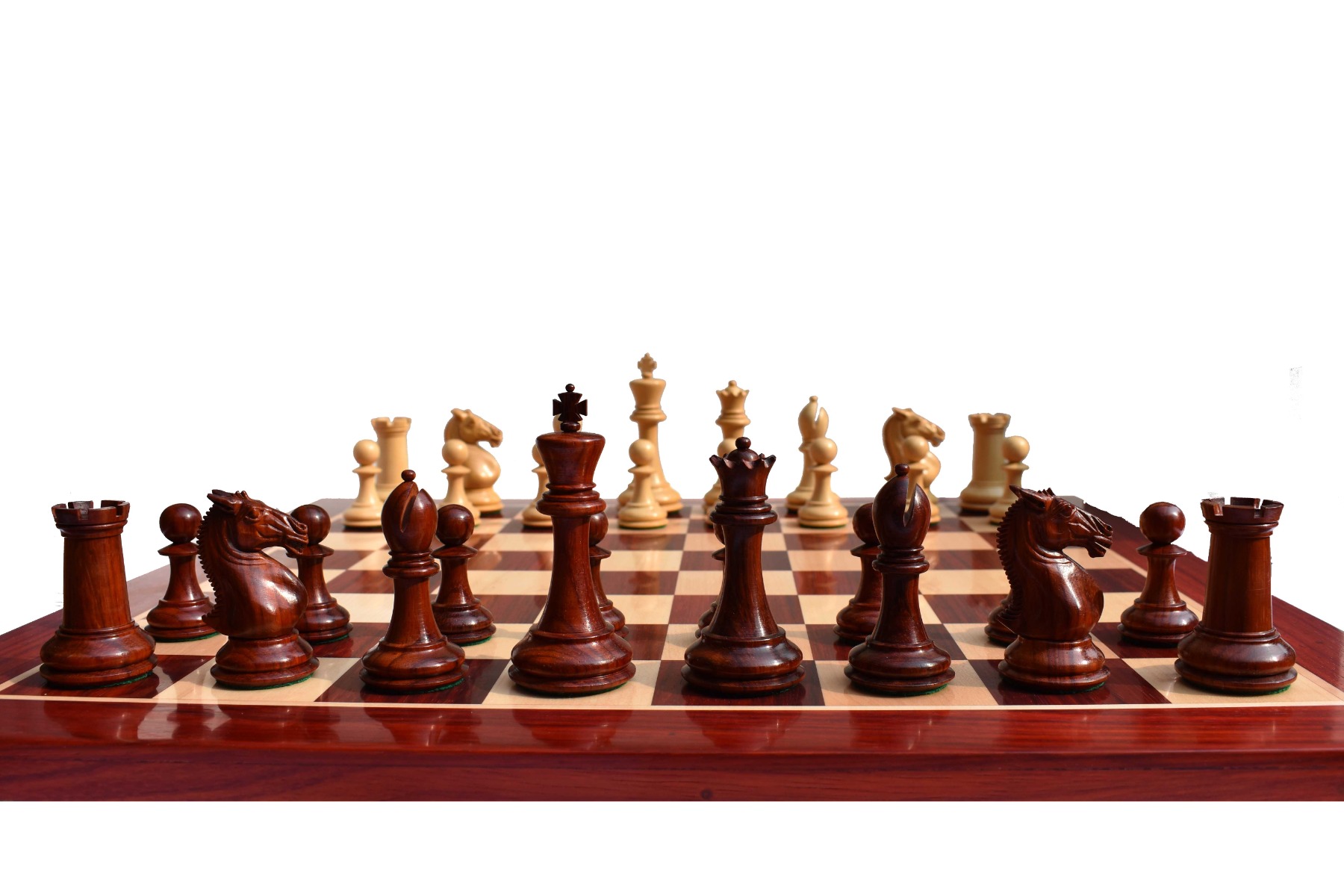 New Hasting Series chess pieces <br> Boxwood & Padauk <br> 4.25" King -7991 New Hasting Series chess pieces Boxwood & Padauk 4.25" King -7991