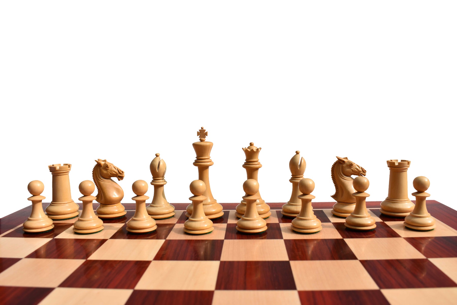 New Hasting Series chess pieces <br> Boxwood & Padauk <br> 4.25" King -7988 New Hasting Series chess pieces Boxwood & Padauk 4.25" King -7988