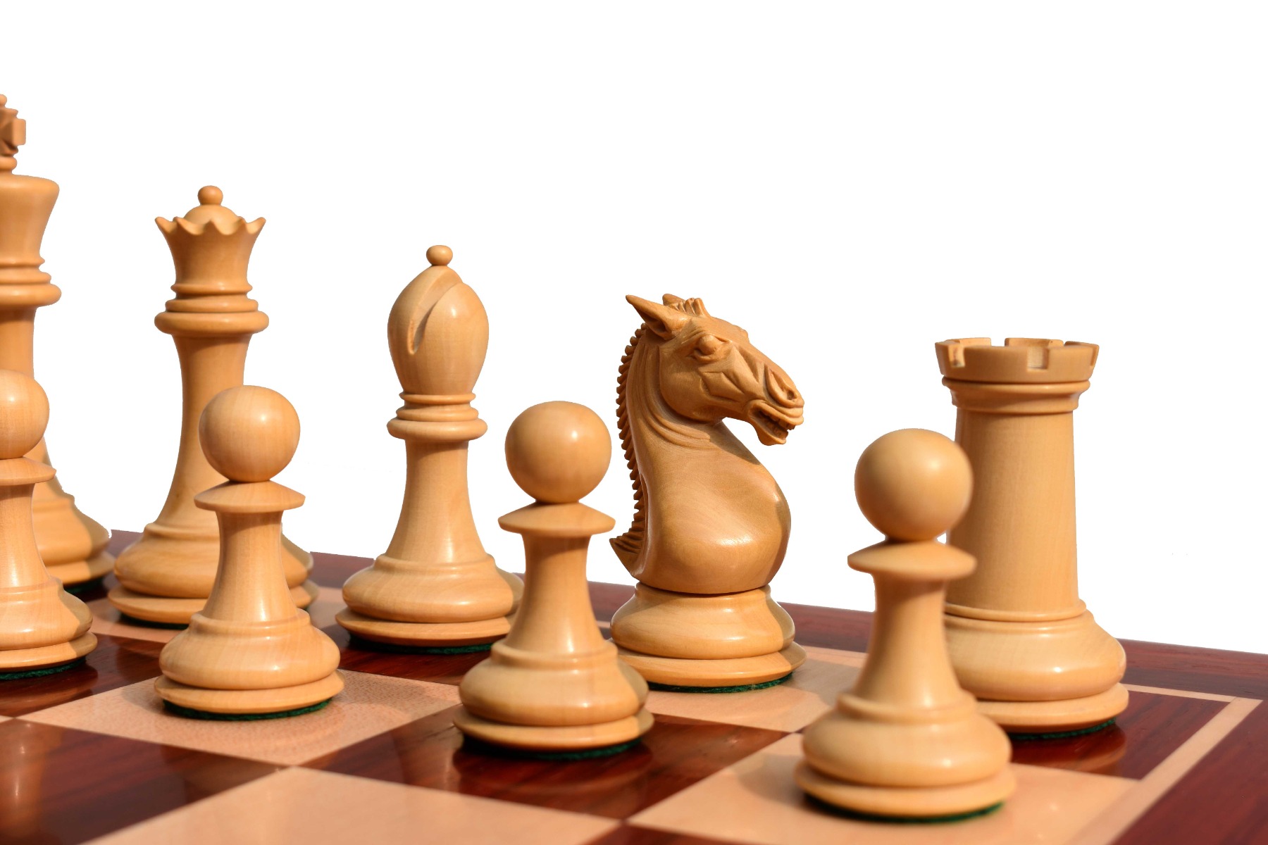 New Hasting Series chess set Boxwood & Padauk 4.25" King with 2.25" Square chess board-7972