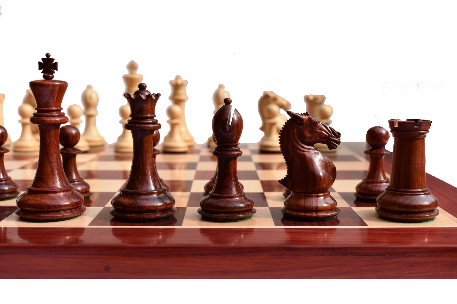 New Hasting Series chess set Boxwood & Padauk 4.25" King with 2.25" Square chess board-7971