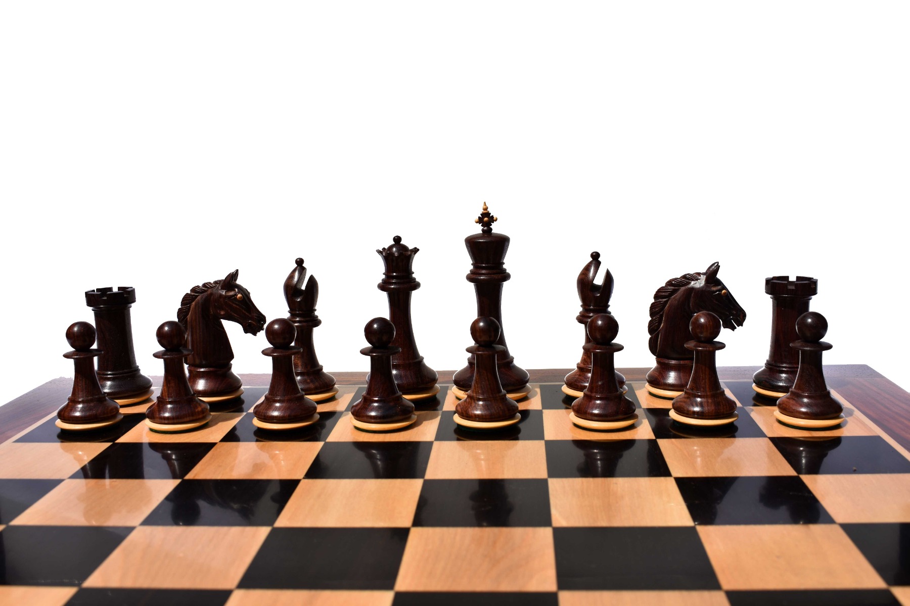 The Barbarian Knight Chess pieces <br> Boxwood & Rosewood <br> 4.4" King -8198 The Barbarian Knight Chess pieces Boxwood & Rosewood 4.4" King -8198