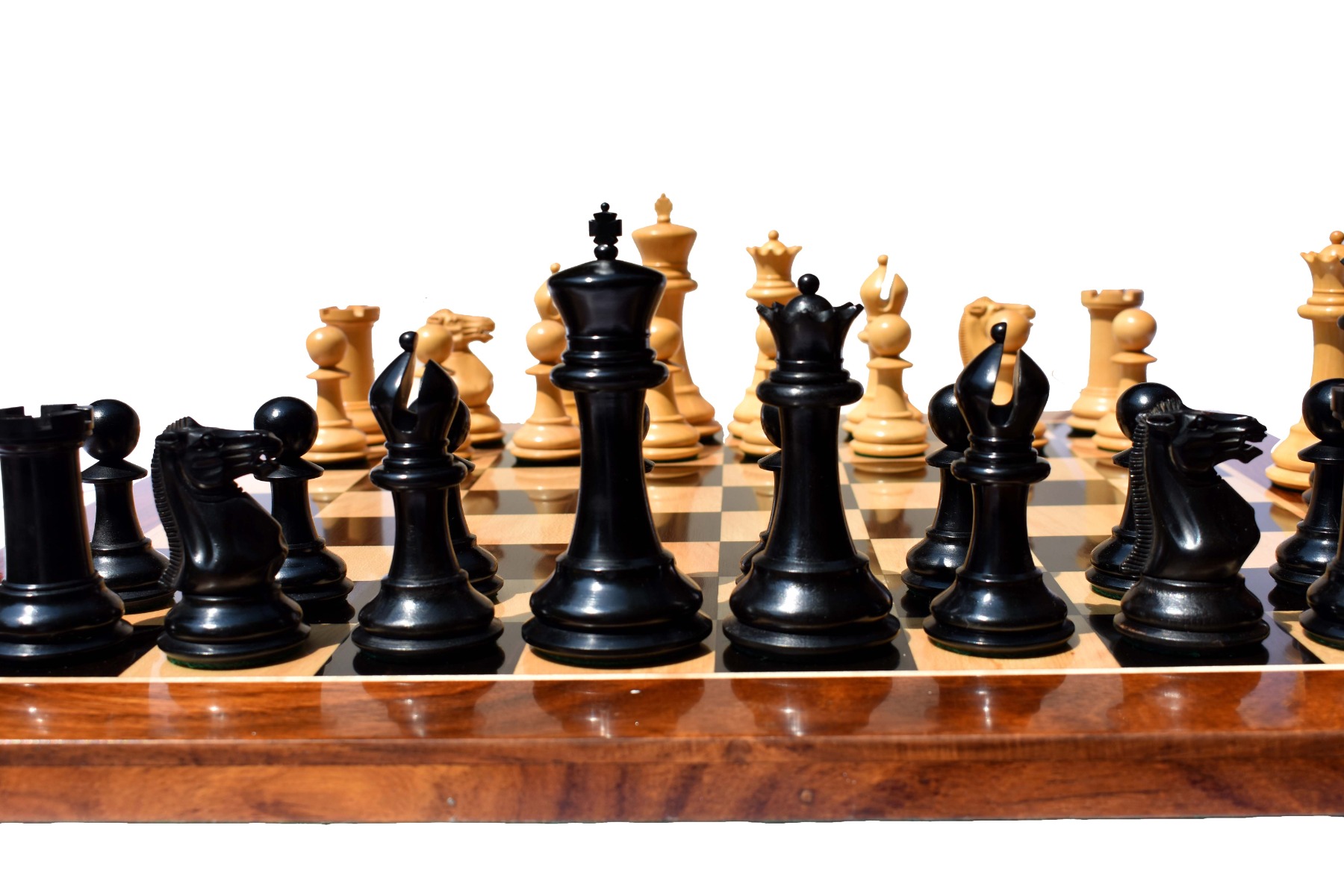 Jaques Morphy Staunton Chess Pieces reproduction <br> Boxwood & Ebony <br> 4.4" King -0 Jaques Morphy Staunton Chess Pieces reproduction Boxwood & Ebony 4.4" King -0