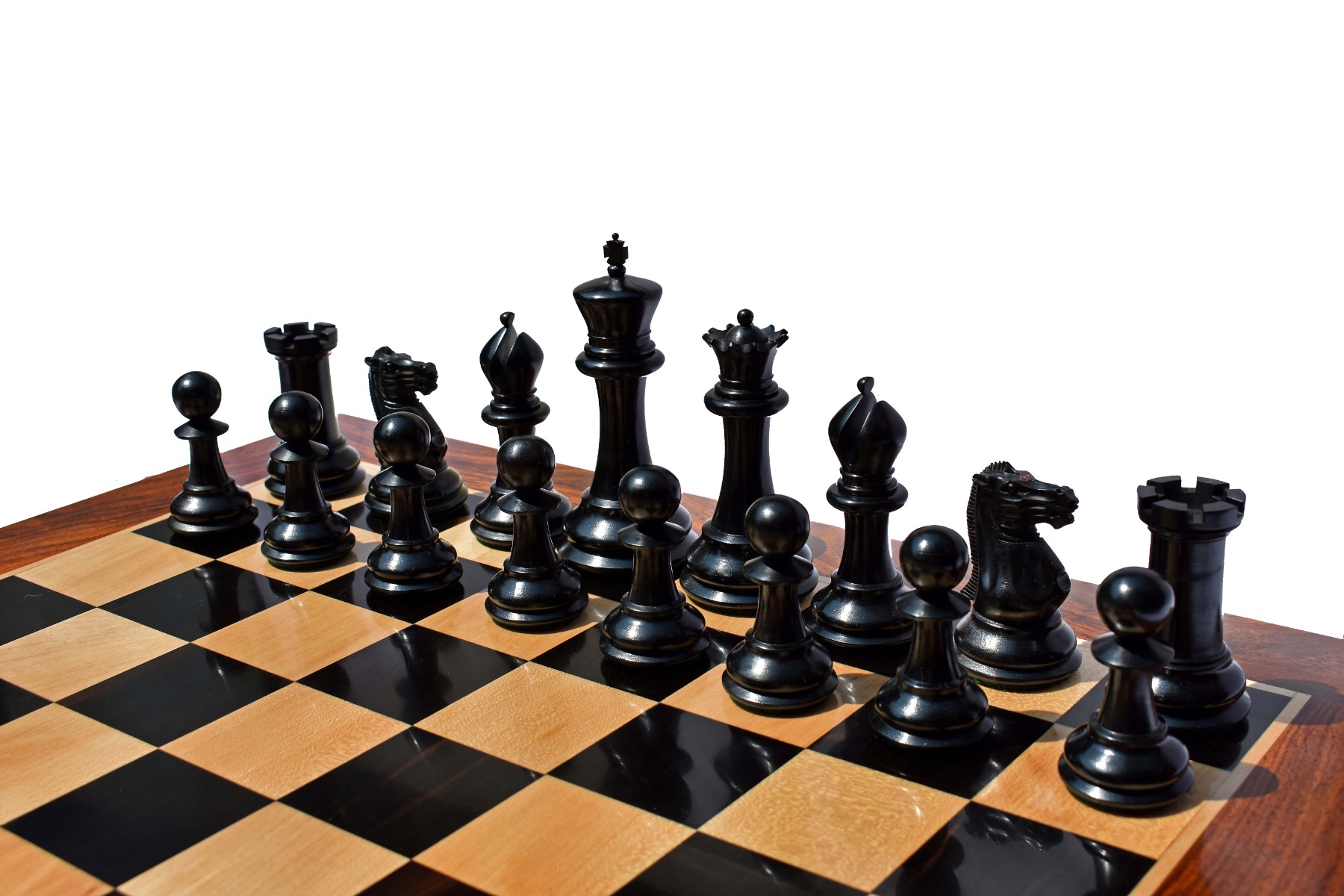 Jaques Morphy Staunton Chess Pieces reproduction <br> Boxwood & Ebony <br> 4.4" King -8090 Jaques Morphy Staunton Chess Pieces reproduction Boxwood & Ebony 4.4" King -8090