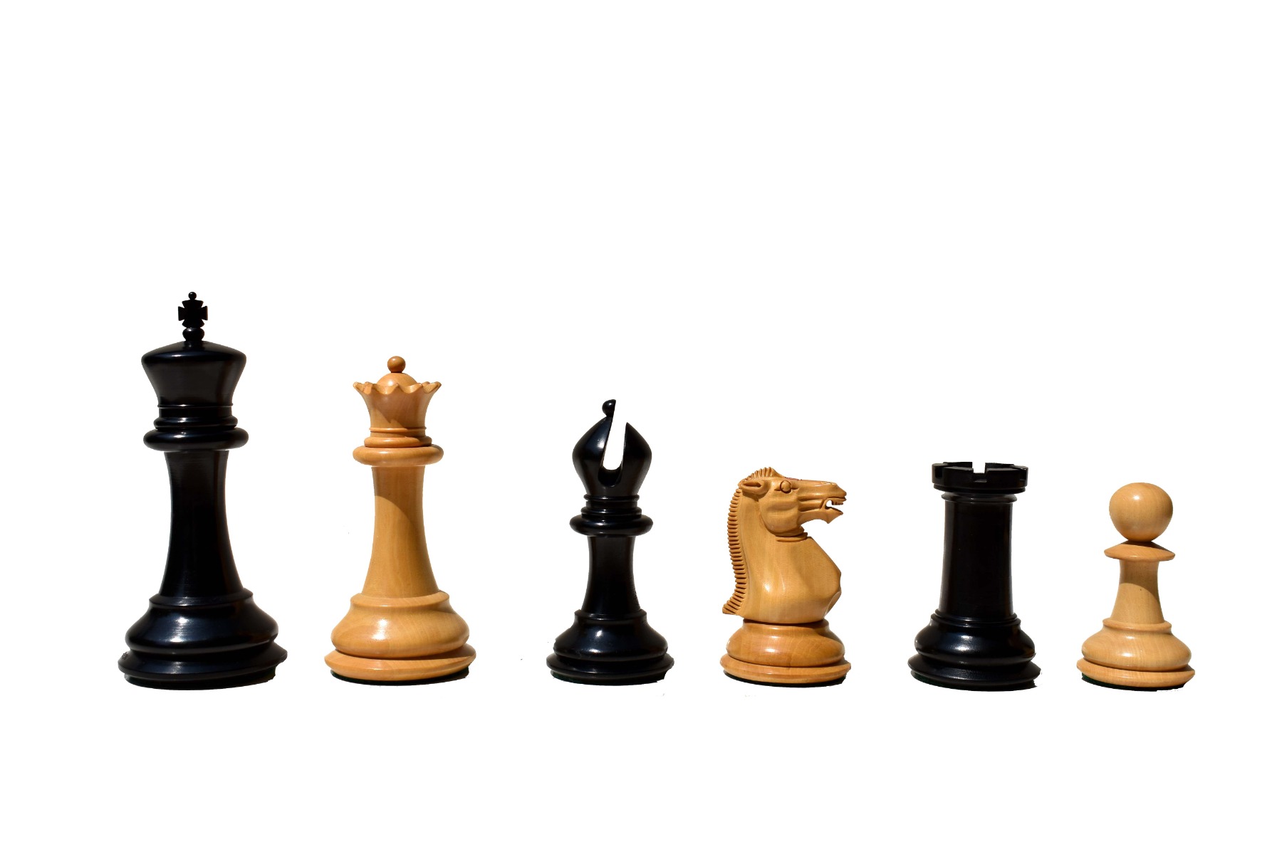 Jaques Morphy Staunton Chess Pieces reproduction <br> Boxwood & Ebony <br> 4.4" King -8084 Jaques Morphy Staunton Chess Pieces reproduction Boxwood & Ebony 4.4" King -8084