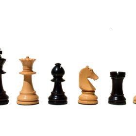 Henri Chavet Series B210 - 1980-1990 reproduction-Chess Pieces Boxwood & Ebonized 3.625" King-0