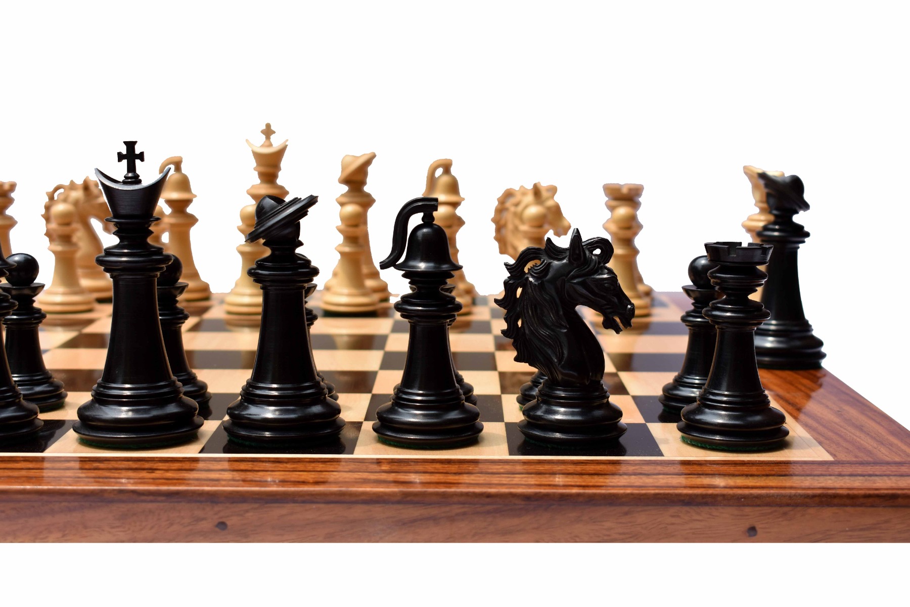 Limited Edition The Legendary Akhal-Teke Stallion chess pieces <br> Boxwood & Ebony <br> 4.5" King -8295 Limited Edition The Legendary Akhal-Teke Stallion chess pieces Boxwood & Ebony 4.5" King -8295
