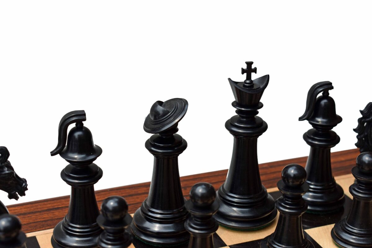 Limited Edition The Legendary Akhal-Teke Stallion chess set Boxwood & Ebony 4.5" King with 2.5" square Chess Board-8270