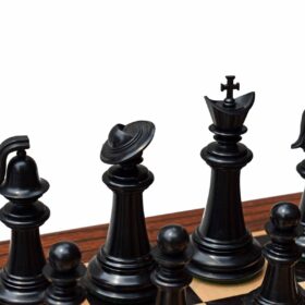 Limited Edition The Legendary Akhal-Teke Stallion chess set Boxwood & Ebony 4.5" King with 2.5" square Chess Board-8270