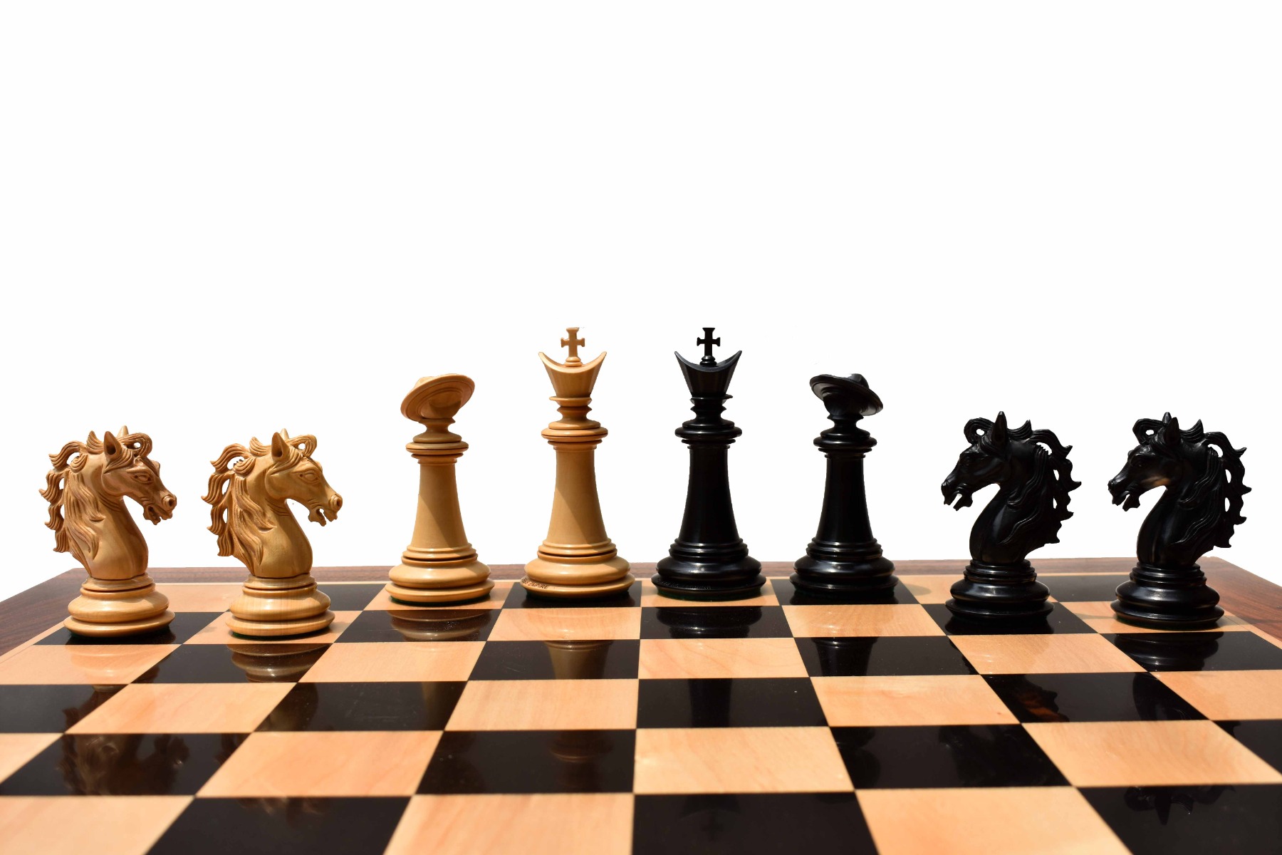 Limited Edition The Legendary Akhal-Teke Stallion chess set <br> Boxwood & Ebony <br> 4.5" King with 2.5" square Chess Board-8271 Limited Edition The Legendary Akhal-Teke Stallion chess set Boxwood & Ebony 4.5" King with 2.5" square Chess Board-8271