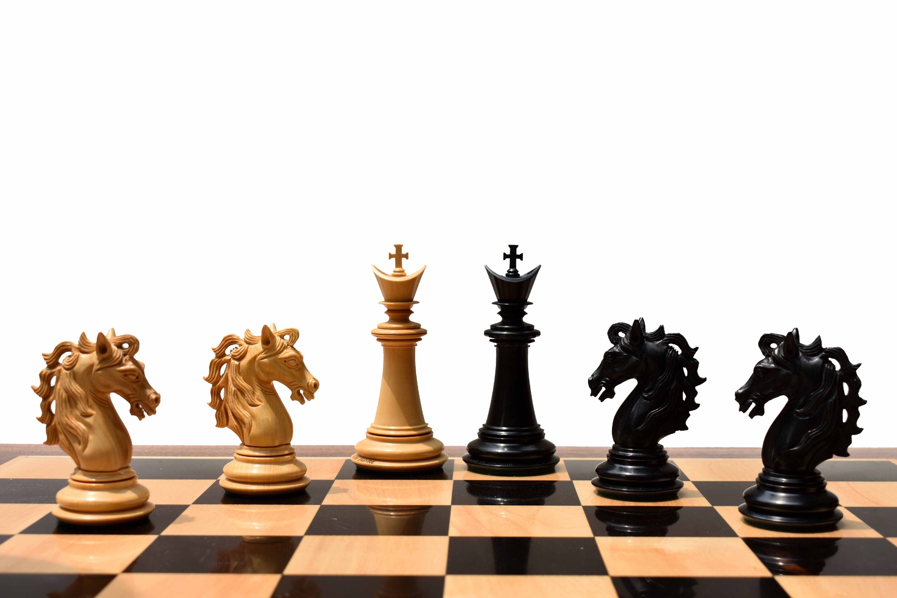 Limited Edition The Legendary Akhal-Teke Stallion chess set <br> Boxwood & Ebony <br> 4.5" King with 2.5" square Chess Board-8272 Limited Edition The Legendary Akhal-Teke Stallion chess set Boxwood & Ebony 4.5" King with 2.5" square Chess Board-8272