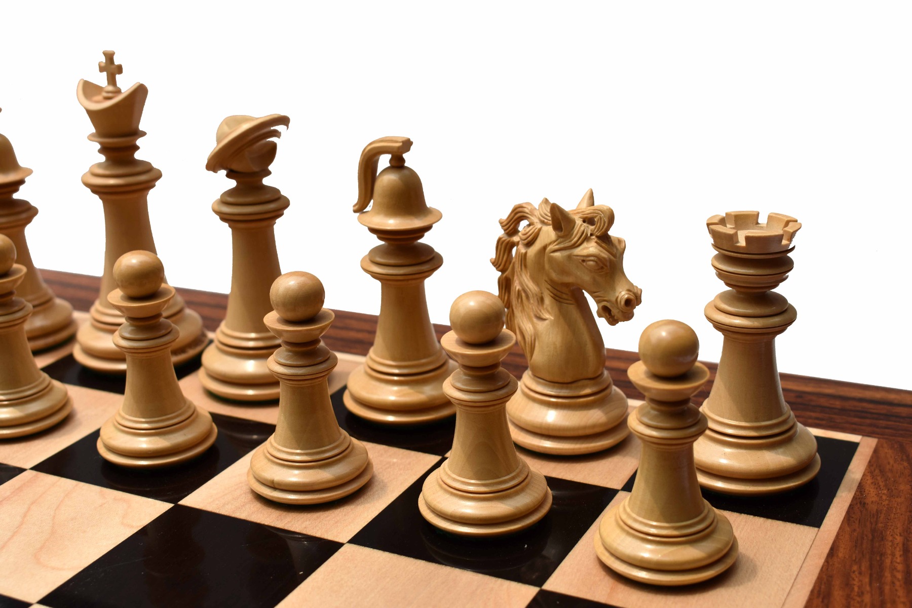Limited Edition The Legendary Akhal-Teke Stallion chess set <br> Boxwood & Ebony <br> 4.5" King with 2.5" square Chess Board-8262 Limited Edition The Legendary Akhal-Teke Stallion chess set Boxwood & Ebony 4.5" King with 2.5" square Chess Board-8262