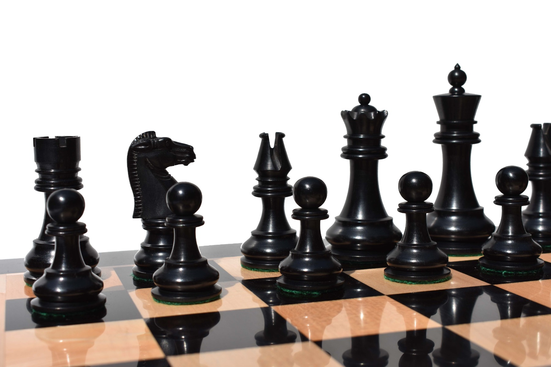 1891 British Imperial Series chess set reproduction <br> Boxwood & Ebony <br> 3.75" King with 2" Square chess board-8490 1891 British Imperial Series chess set reproduction Boxwood & Ebony 3.75" King with 2" Square chess board-8490