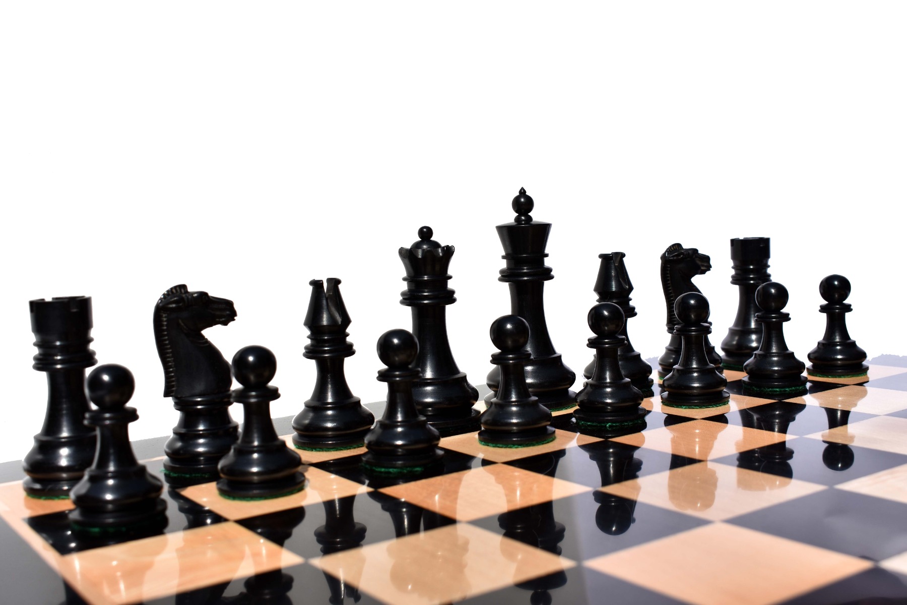 1891 British Imperial Series chess set reproduction <br> Boxwood & Ebony <br> 3.75" King with 2" Square chess board-8491 1891 British Imperial Series chess set reproduction Boxwood & Ebony 3.75" King with 2" Square chess board-8491