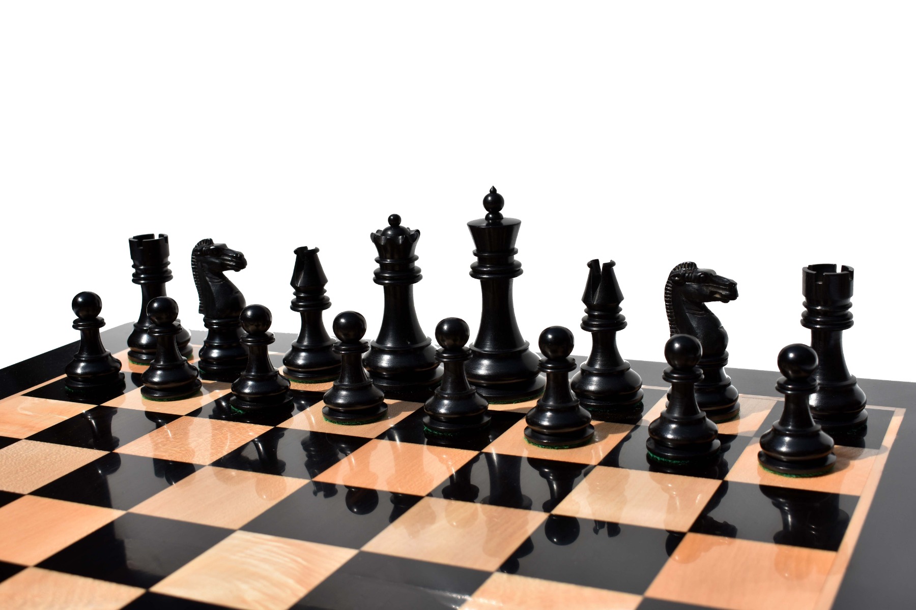 1891 British Imperial Series chess set reproduction <br> Boxwood & Ebony <br> 3.75" King with 2" Square chess board-8492 1891 British Imperial Series chess set reproduction Boxwood & Ebony 3.75" King with 2" Square chess board-8492