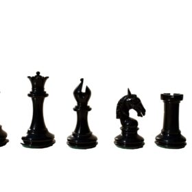 The sheffield Series chess Pieces Silver & Black Boxwood Lacquered 4.4" King -8403