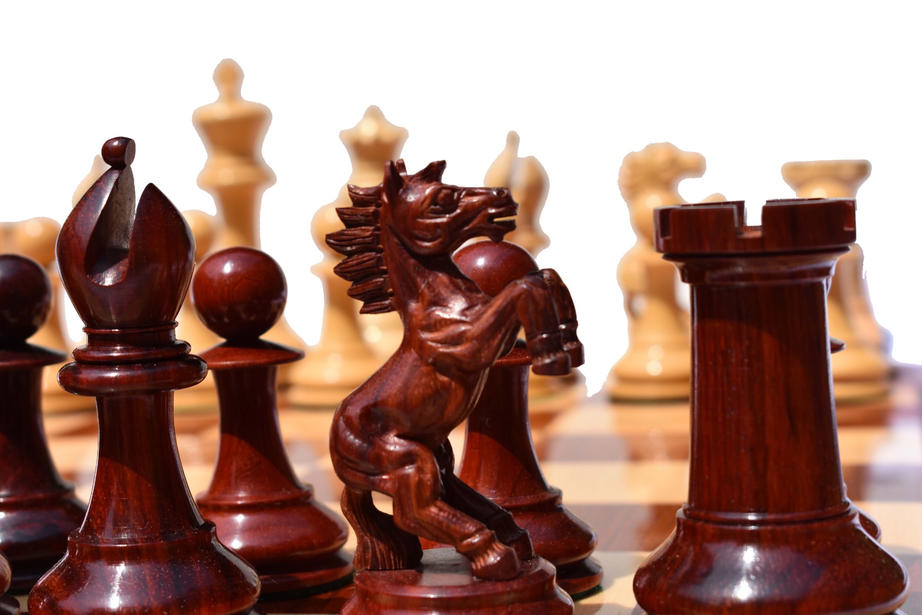 Special Edition Kohinoor Series Chess Set Boxwood & Padauk 5" King with 2.5" Square Chess Board-8534