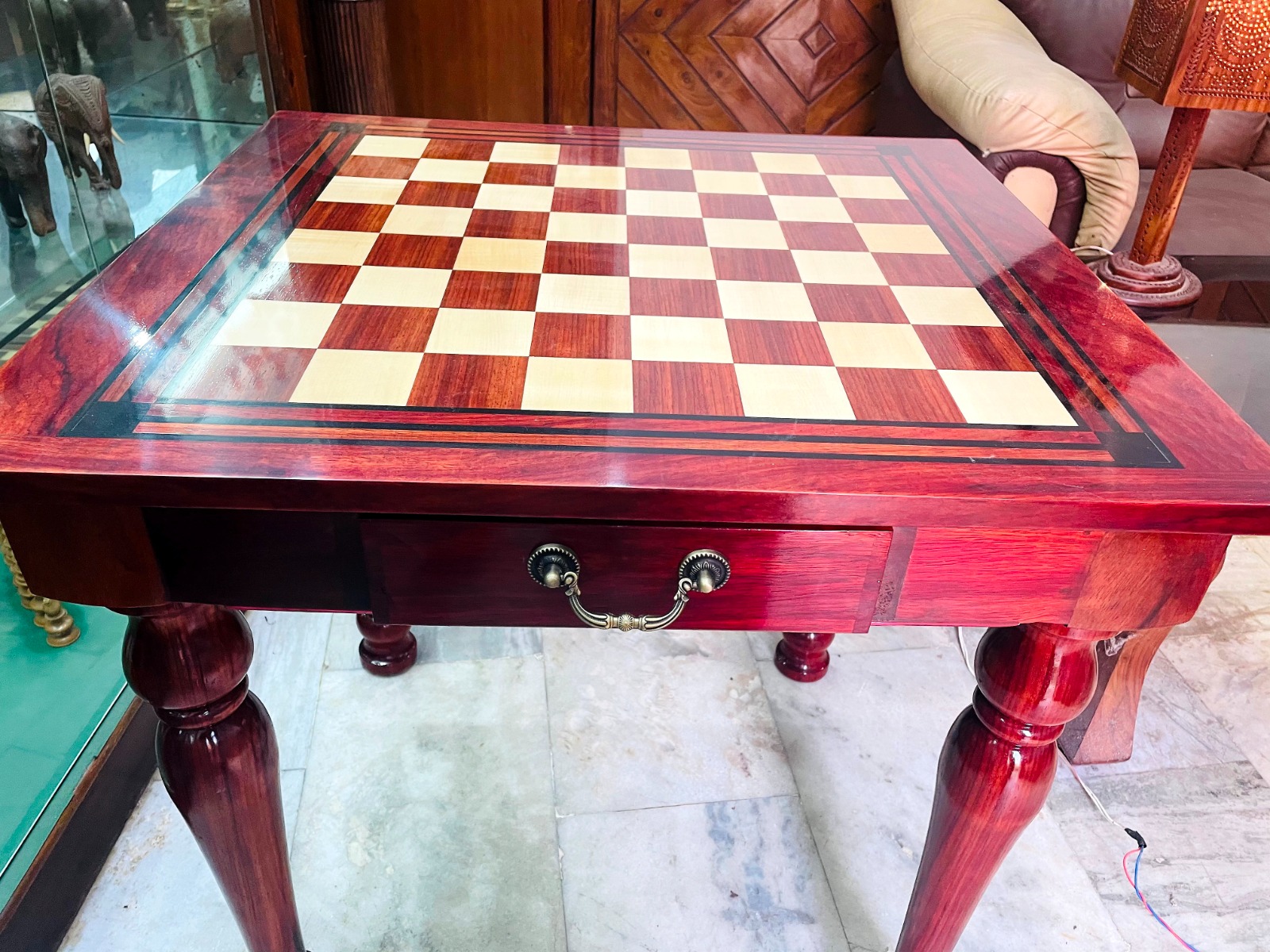 The Maharajah Chess Table <br> African Padauk & Canadian Maple wood <br> 2.5" Square-8637 The Maharajah Chess Table African Padauk & Canadian Maple wood 2.5" Square-8637